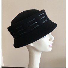NWT Helen&apos;s Hats Designer Hat BLACK Wool Felt  eb-35492692